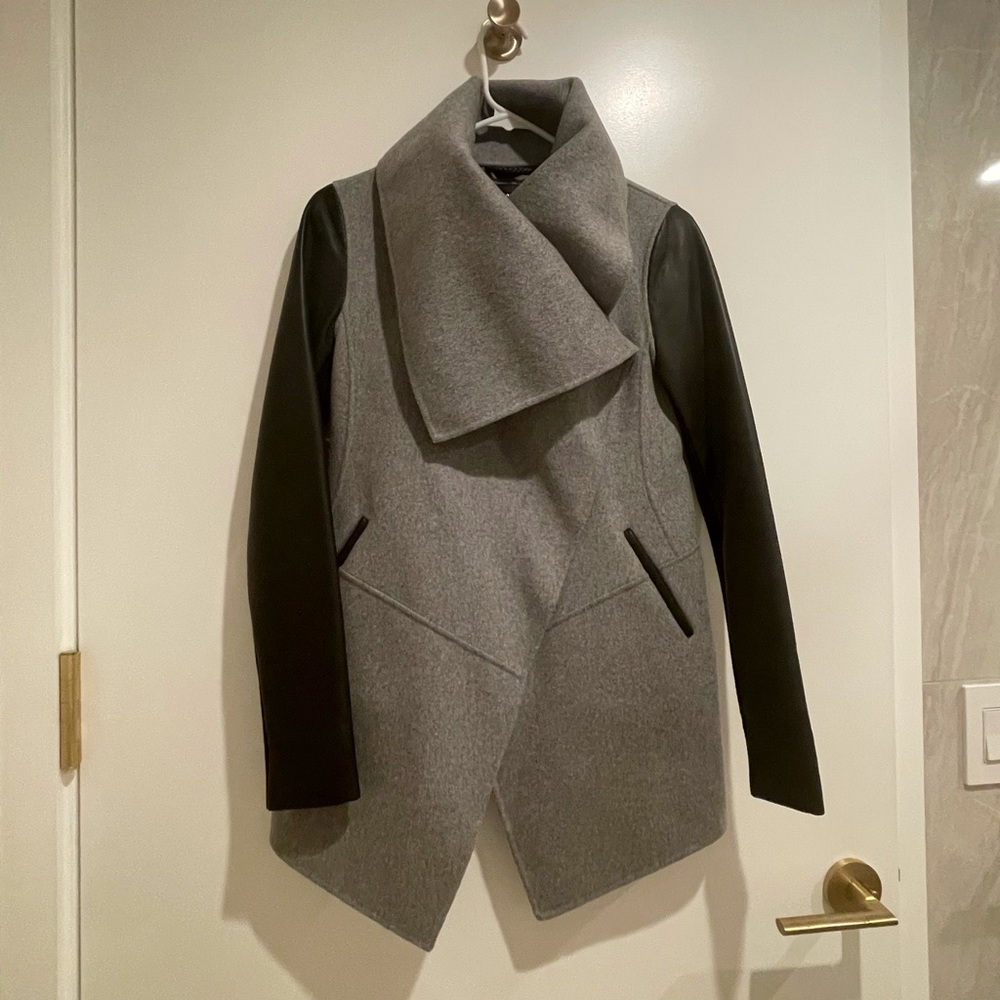 🎉HP🎉 MACKAGE wool blended coat with leather sleeves
